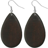 Dark Brown Wooden Teardrop Earrings