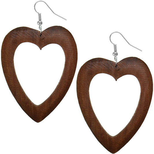 Dark Brown Wooden Hearts