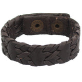 Dark Brown Woven Braided Snap Bracelet