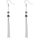 Dark Gray Beaded Fireball Chain Earrings