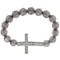 Dark Gray Faceted Gemstone Cross Stretch Bracelet