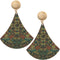 Green Boho Chic Swirl Pattern Wooden Earrings