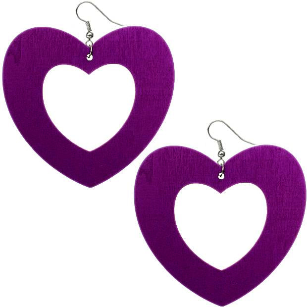 Dark Purple Gigantic Big Heart Earrings