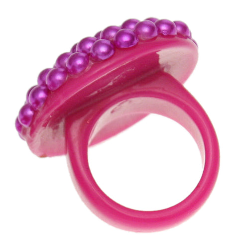 Pink Large Beaded Fashion Ring