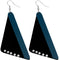 Teal Blue Wooden Right Angle Geometric Earrings