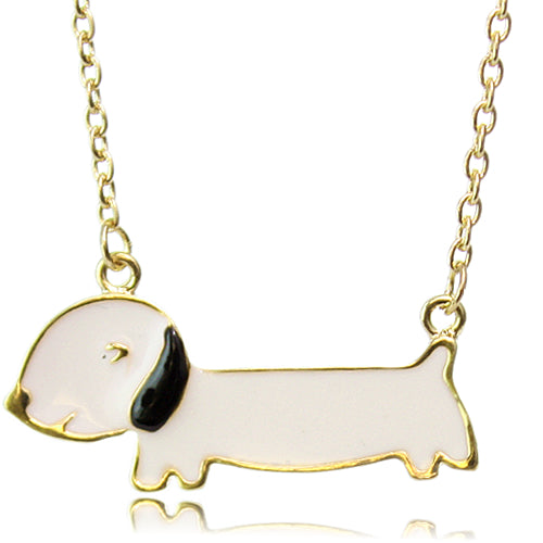 White Dachshund Pendant Chain Necklace