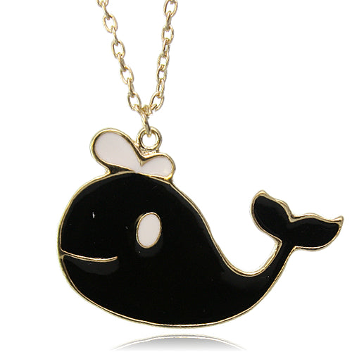 Black Dolphin Pendant Chain Necklace