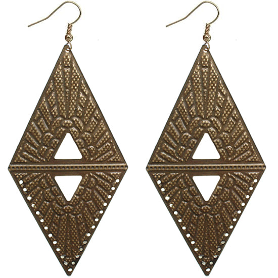 Brown Inverted Reverse Triangle Earrings