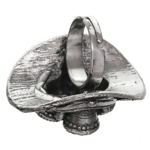 Silver Faceted Four Stone Adjustable Cocktail Ring