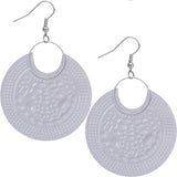 Pink Large Floral Pattern Metal Earrings