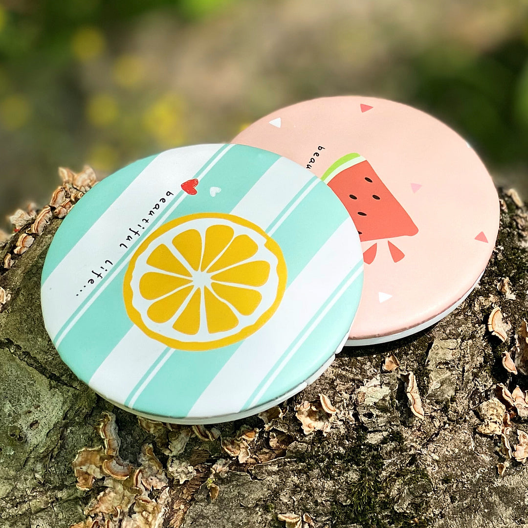Pink Lime Fruit Compact Makeup Mirror
