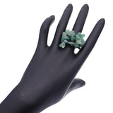 Green Faux Crystal Seed Bead Elastic Ring