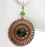 Green Dangling Beaded Earrings