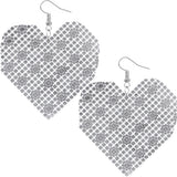 Blue Mesh Rhinestone Heart Earrings