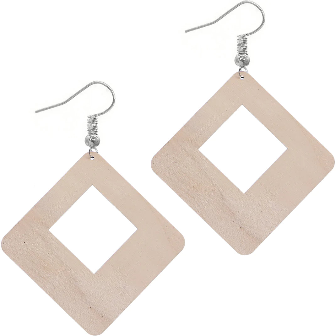 Black Large Wooden Glitter Hollow Earrings
