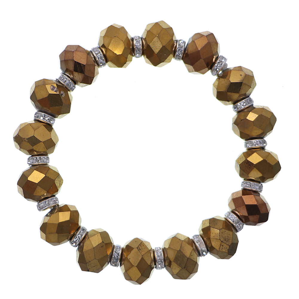 Gold Briolette Rhinestone Bead Stretch Bracelet