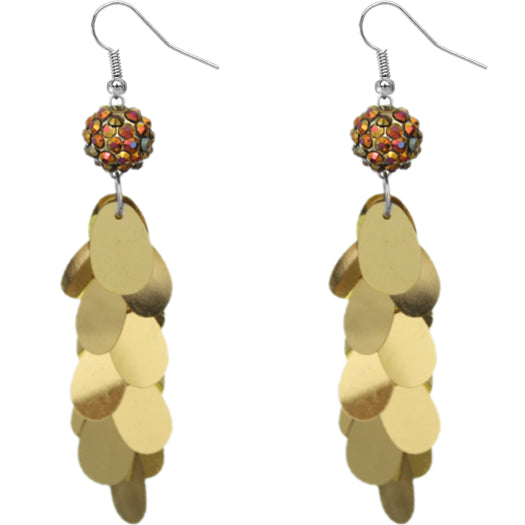 Gold Beaded Fireball Confetti Cascade Earrings