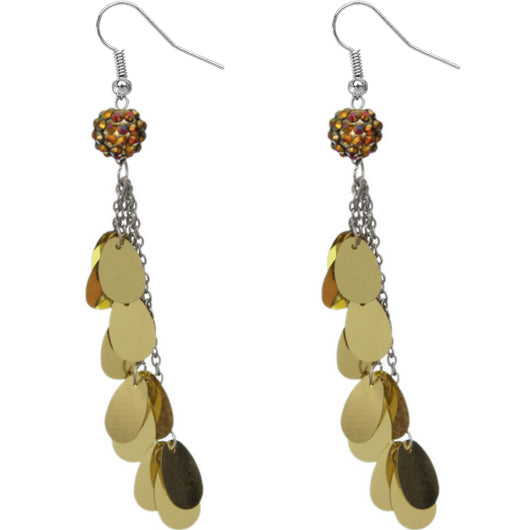 Gold Beaded Fireball Confetti Chain Earrings