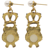 Clear Iridescent Faux Pearl Owl Dangle Earrings
