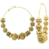 Gold Beaded Round Hoop Earrings