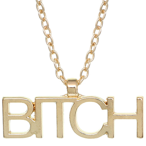 Gold Bitch Charm Chain Necklace