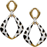Gold Black Rhinestone Cheetah Post Earrings