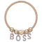 Boss Word Snake Coil Charm Stretch Bracelet