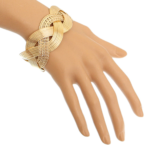 Gold Braided Mesh Cuff Bracelet