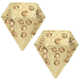Gold Diamond Shaped Gemstone Post Earrings