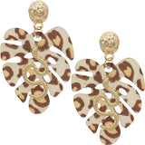Brown Leaf Shaped Snake Earrings