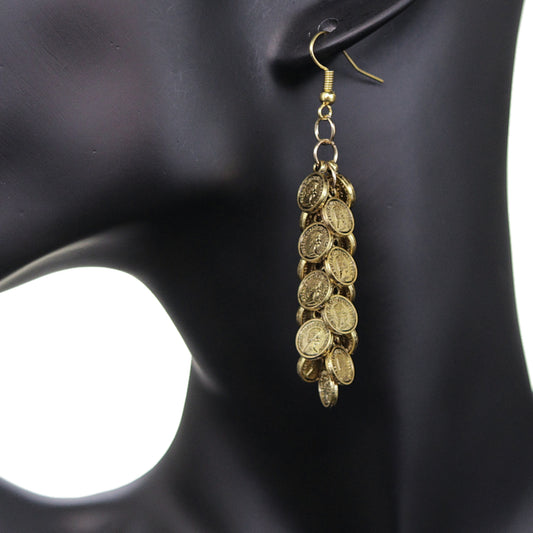 Gold Cascade Mini Coin Drop Earrings