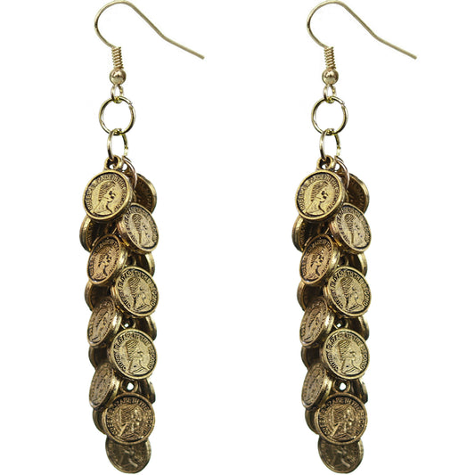 Gold Cascade Mini Coin Drop Earrings