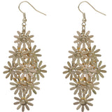 Gold Cascade Daisy Flower Dangle Earrings
