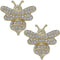 Gold Clear Bumblebee Rhinestone Stud Earrings