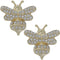 Gold Clear Bumblebee Rhinestone Stud Earrings