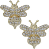 Gold Clear Bumblebee Rhinestone Stud Earrings