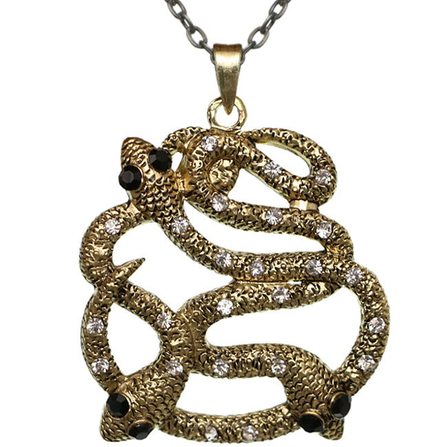 Gold Clear Snake Charm Necklace