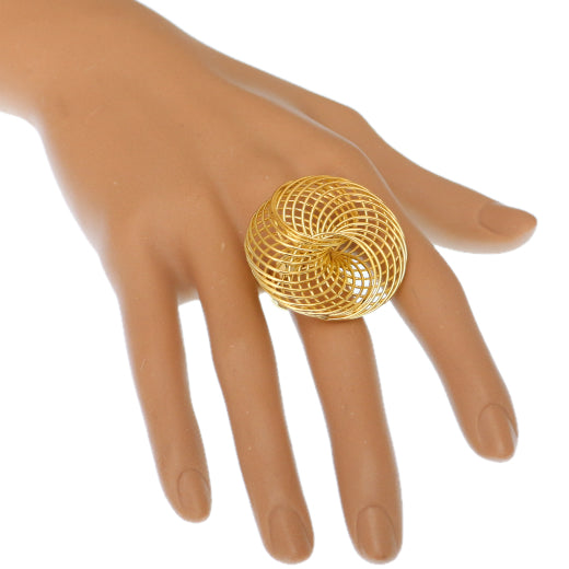 Gold Coil Intertwined Adjustable Ring