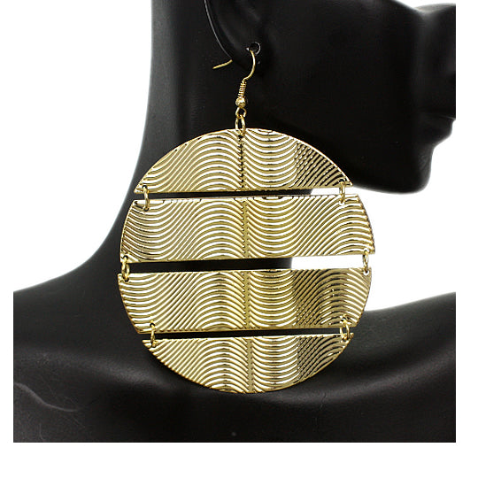 Gold Hammered Connect Metal Earrings