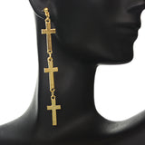 long gold cross earrings for rock concert