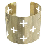 Gold Cutout Cross Metal Cuff Bracelet