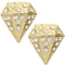 Gold Clear Diamond Shaped Gemstone Post Earrings