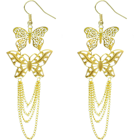 Gold Chain Butterfly Earrings