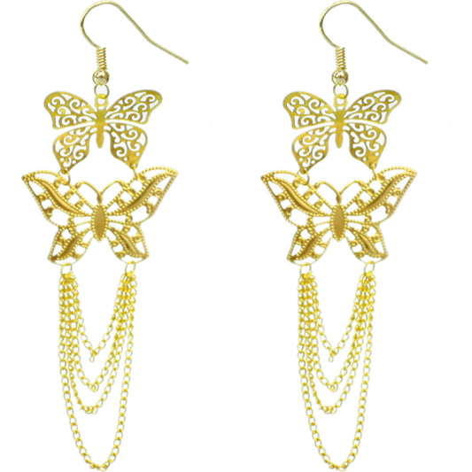 Gold Chain Butterfly Earrings