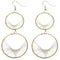 Gold Spiraled Wirework Double Hoop Dangle Earrings