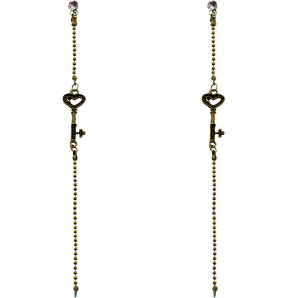 Gold key earrings