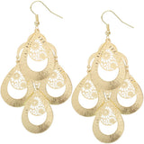 Gold Large Filigree Teardrop Dangle Earrings