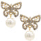 Gold Butterfly Faux Pearl Elegant Earrings