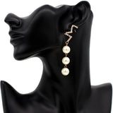 Gold Faux Pearl Half Star Earrings