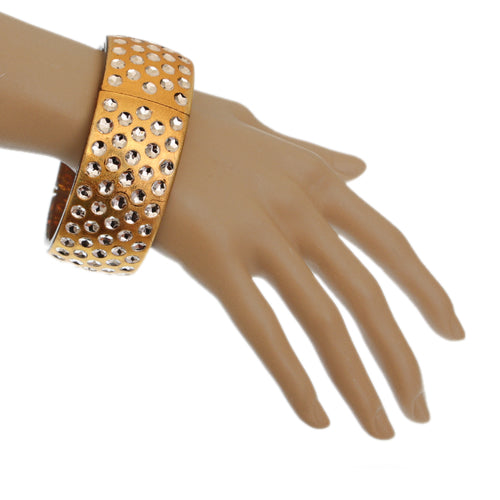 Gold Iridescent Five Row Hinged Bracelet